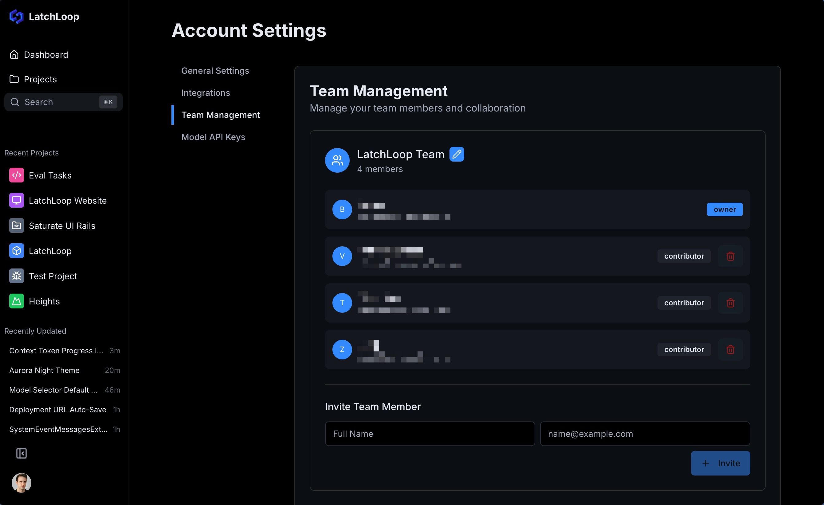 Inviting team members screenshot
